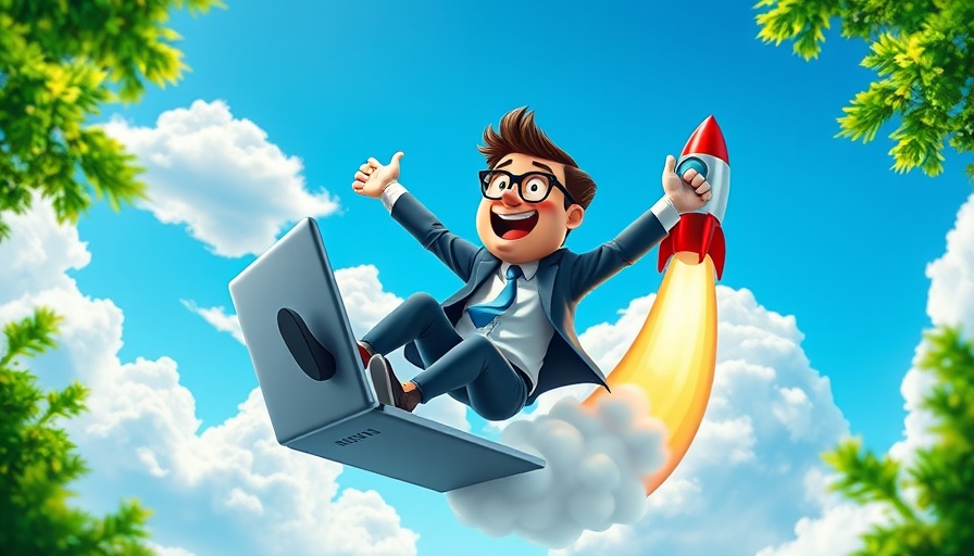 Cartoon man on rocket emerging from laptop, symbolizing Amplenote alternatives.