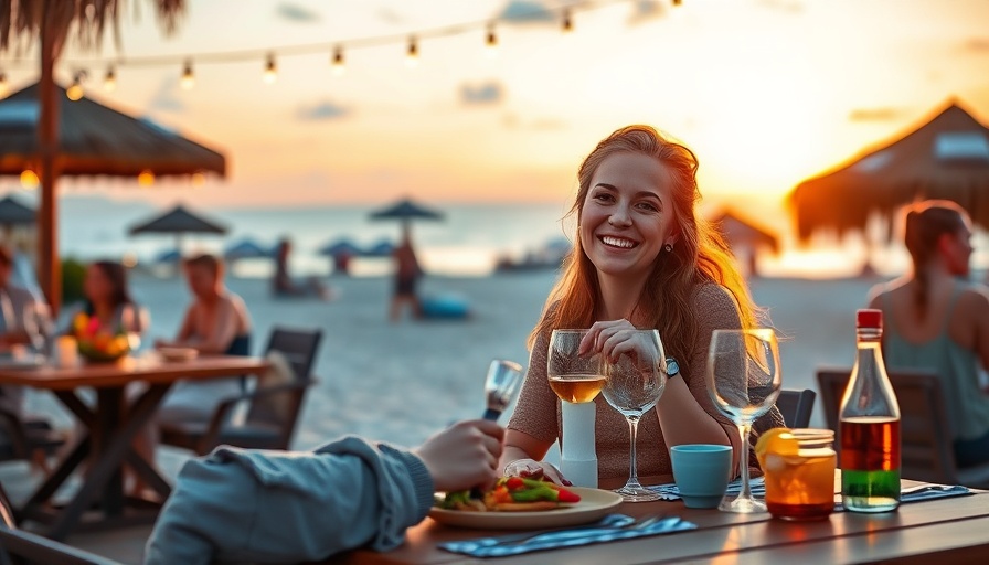 St. Pete-Clearwater travel beachside dining experience at sunset.