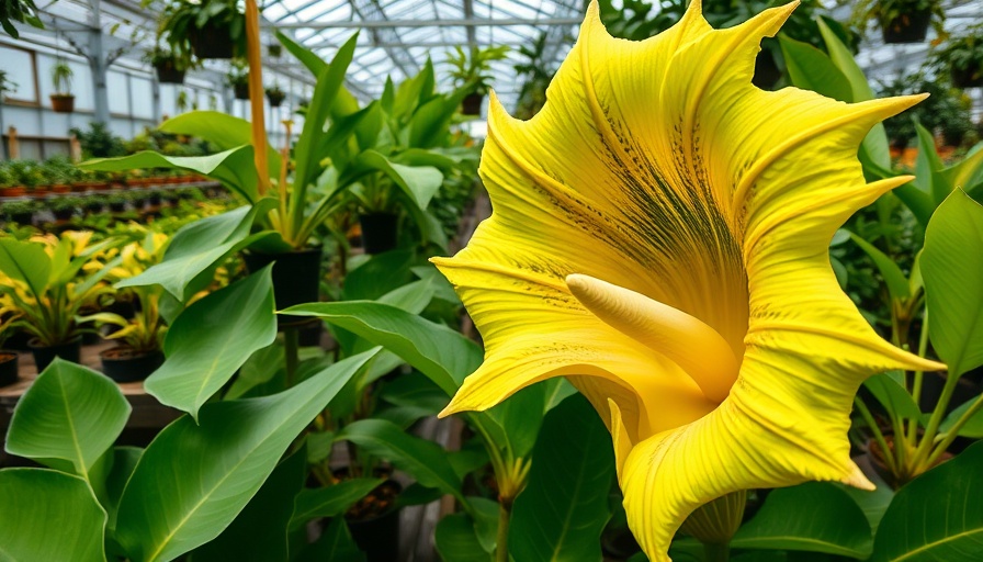 Partially blooming corpse flower in Raleigh greenhouse