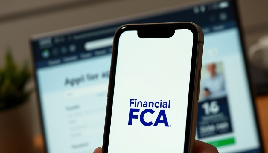 Digital device with FCA logo for simplified loan applications.