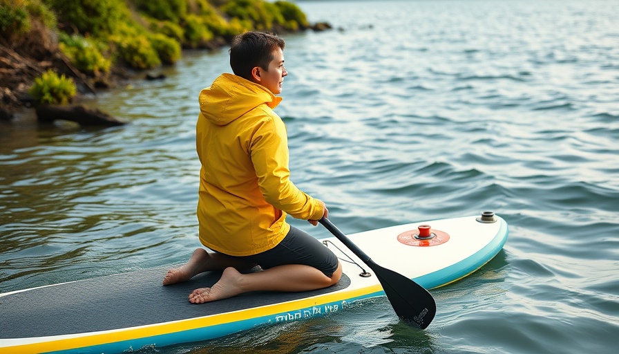 Person paddleboarding for kelp gardening in Washington State.