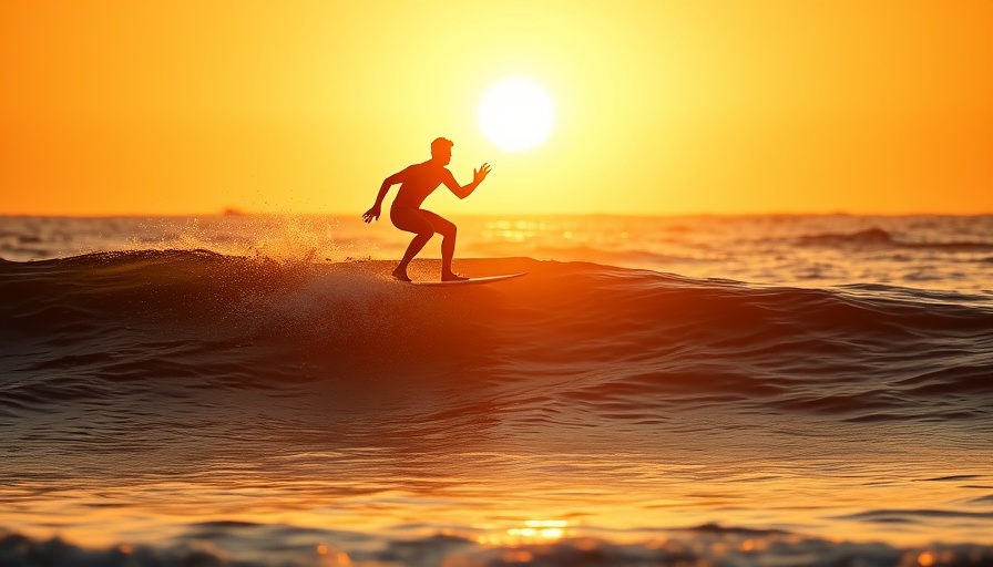 Surfer at sunrise in Northern Outer Banks during fall travel.