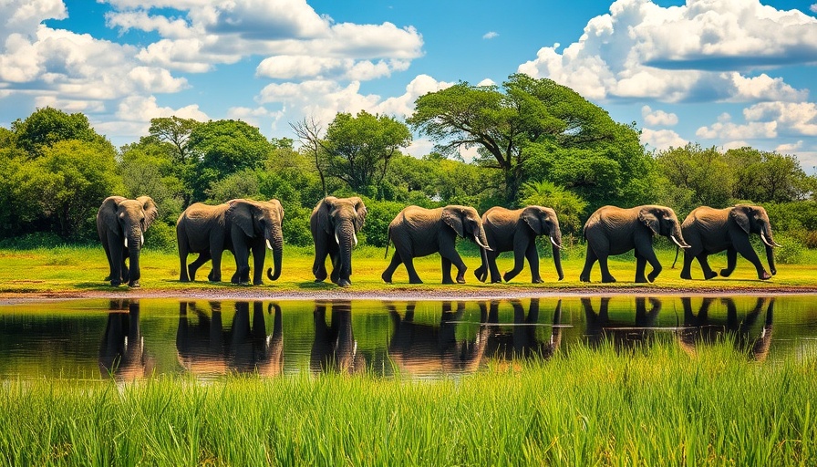 African elephants at Randolph County Zoo, tranquil scene with pond.