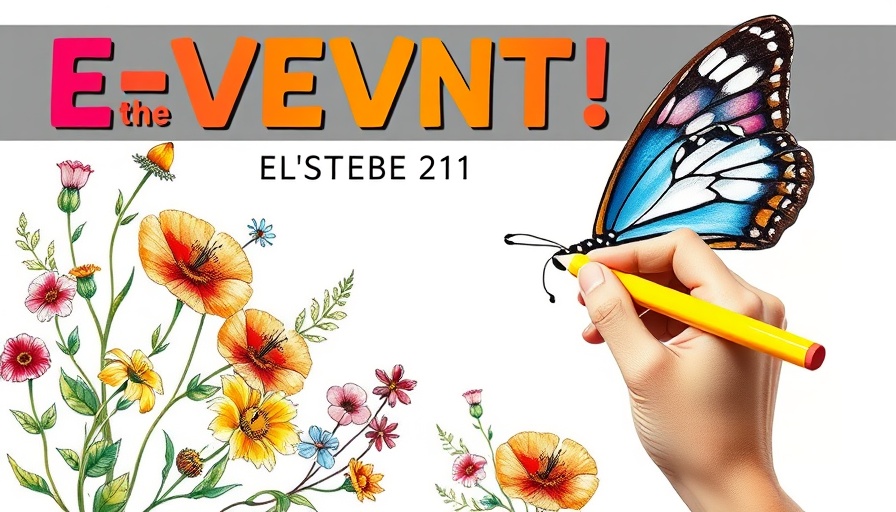 Interactive art event Durham poster with flowers and butterfly.