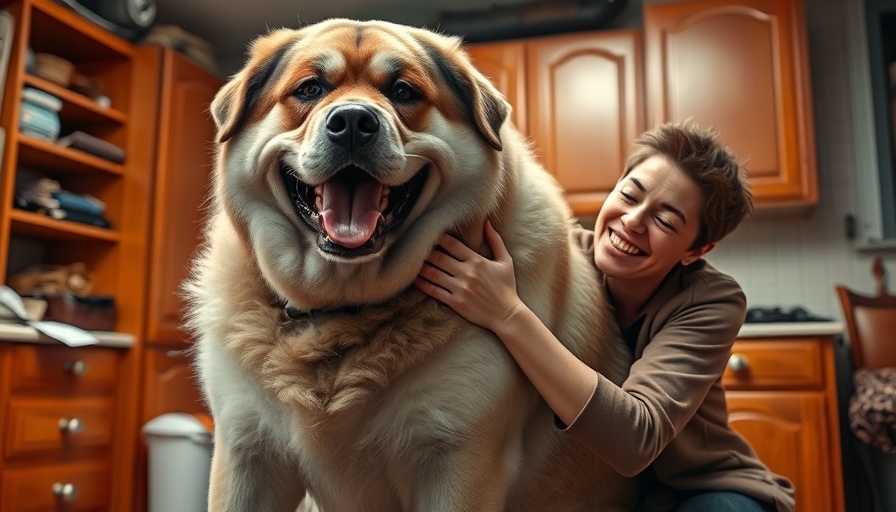 Titan Dog viral hoax image featuring a large dog with a person.