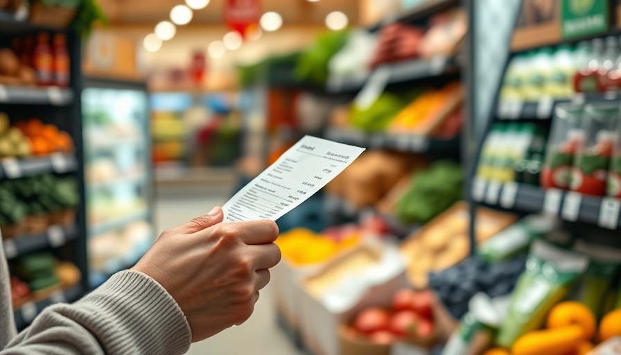 Hands holding receipt for sustainable grocery shopping tips.