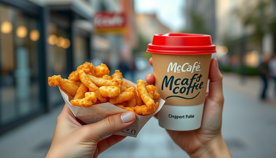 Person enjoying McDonald's breakfast outside, reflecting decline.