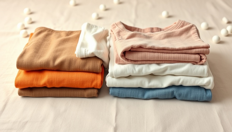 Neatly folded clothes promoting sustainability trends in eco-fashion.