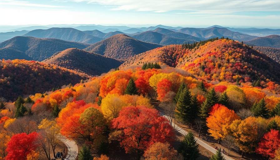 Aerial view of fall vacation in Sugar Mountain, North Carolina.
