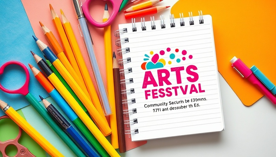 Knightdale Arts and Education Festival promotion with school supplies.