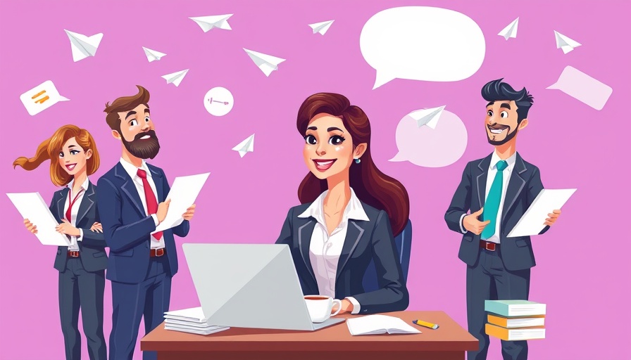 Cartoon professionals discussing MOU templates for business agreements.