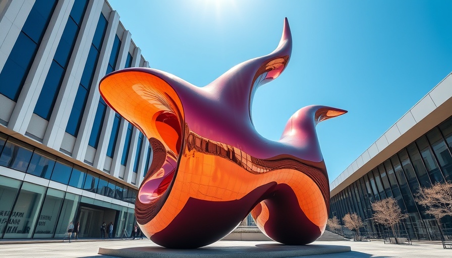 Intriguing sculpture at Uptown Charlotte attractions in bright daylight.