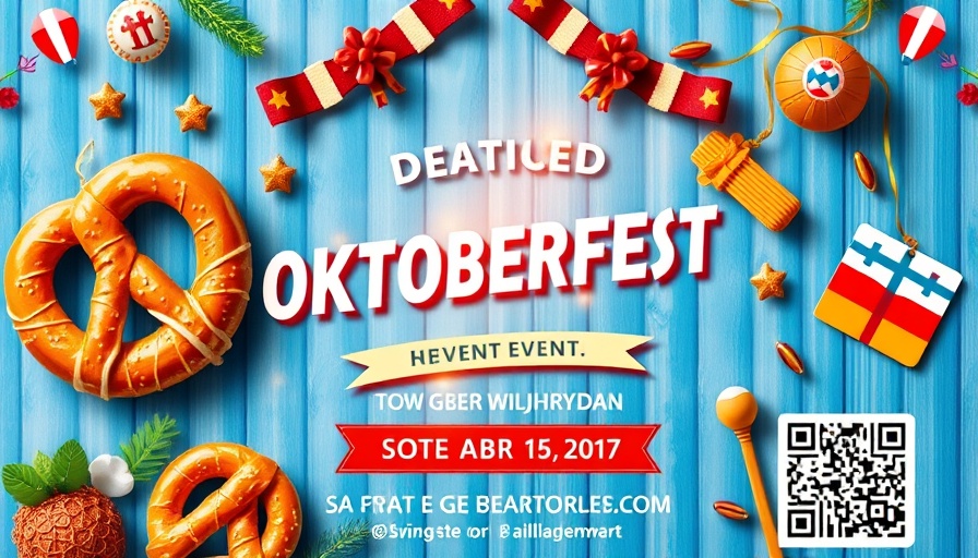 Oktoberfest at Durham Co-op Market flyer with pretzel and QR code.