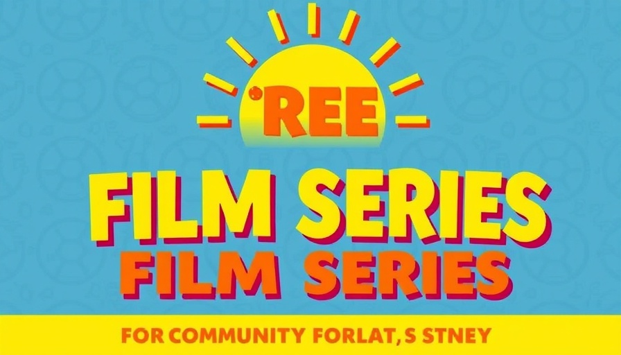 Free Fall Film Series in Durham poster with sun and film reel pattern