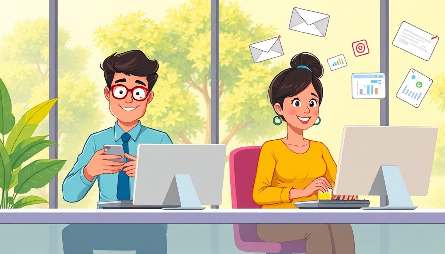 Illustration of coworkers using shared to-do list apps in a bright office.
