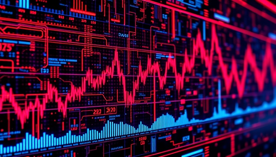 Futuristic AI display with glowing stock market data