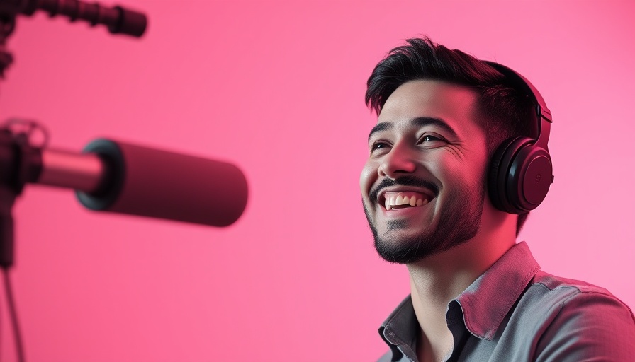 LinkedIn algorithm success podcast with broadcaster and pink background.