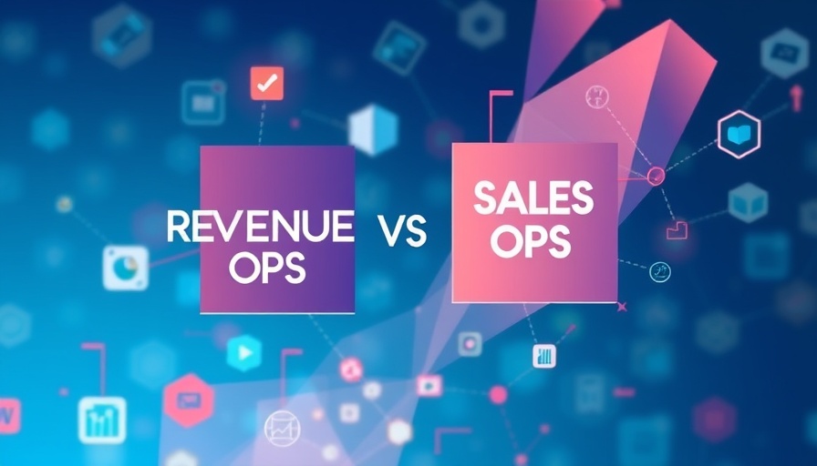 Abstract illustration of Revenue Operations vs Sales Operations concept in blue gradient.