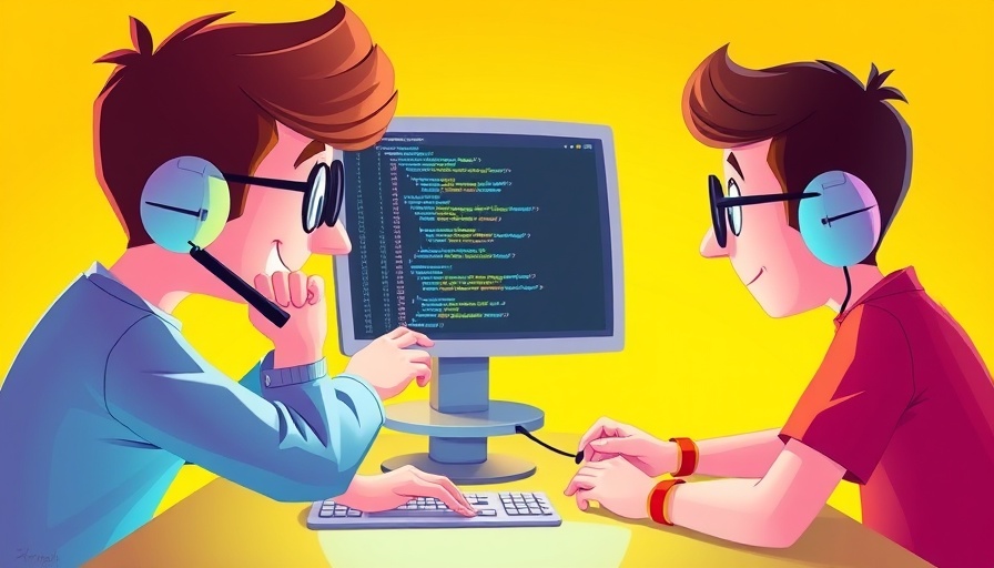 Colorful animation showing teamwork around a computer with code, highlighting Anthropic vs. Perplexity AI Tools.