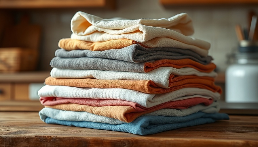 Assorted cloths on a table symbolizing reuse instead of buying new.