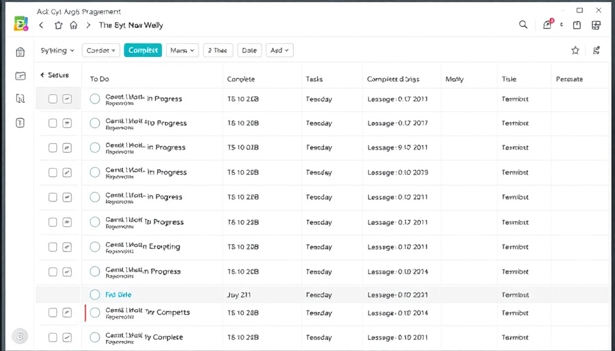 Task management software with organized task list for business operations.