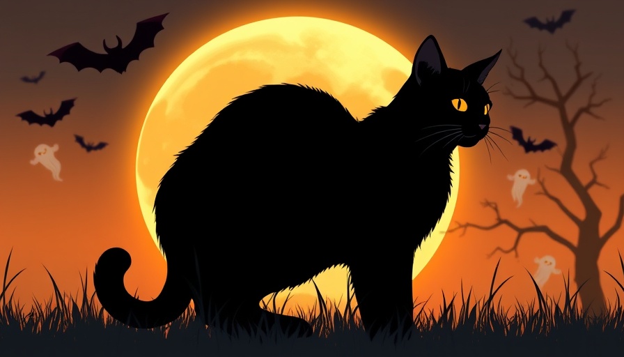 Halloween Village in Lafayette Village black cat illustration.