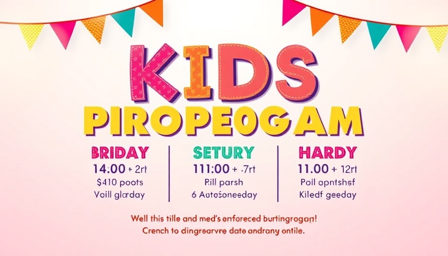 North Hills Kids program flyer with event details and vibrant design.