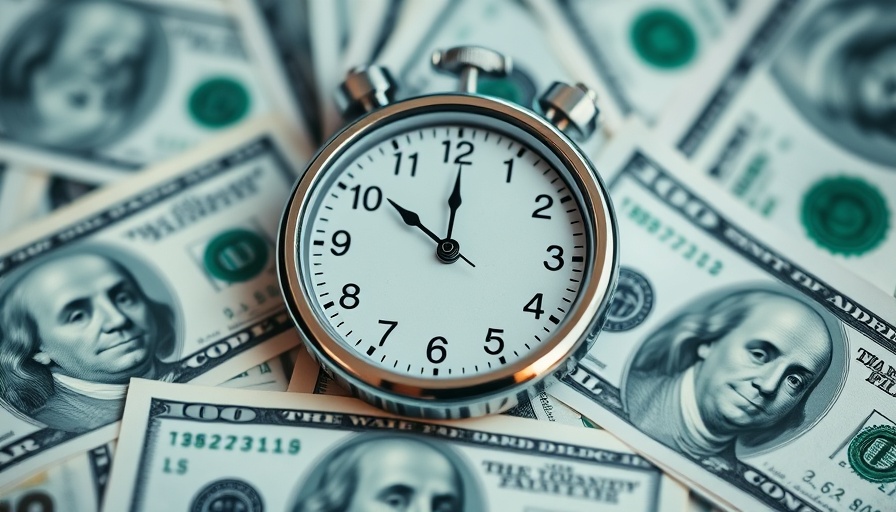 Stopwatch on 100 dollar bills representing real-time payments.