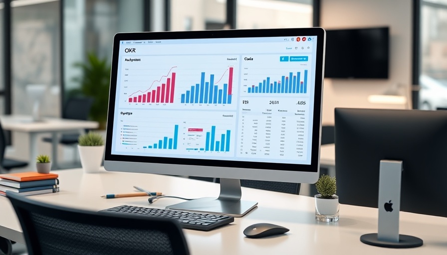 Modern computer showing OKR software cost analysis charts