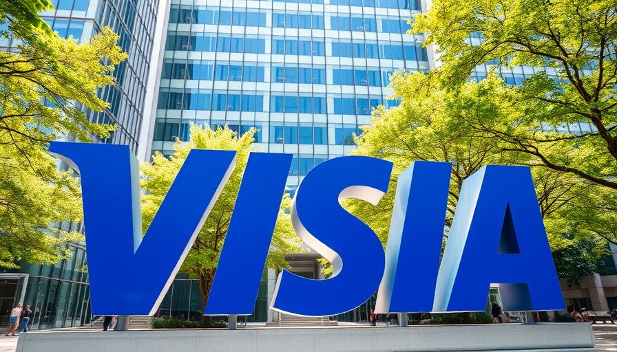 Visa Open Banking Strategy: Visa logo outside modern office building.