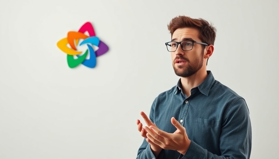 Speaker discussing seemingly conscious AI with colorful logo.