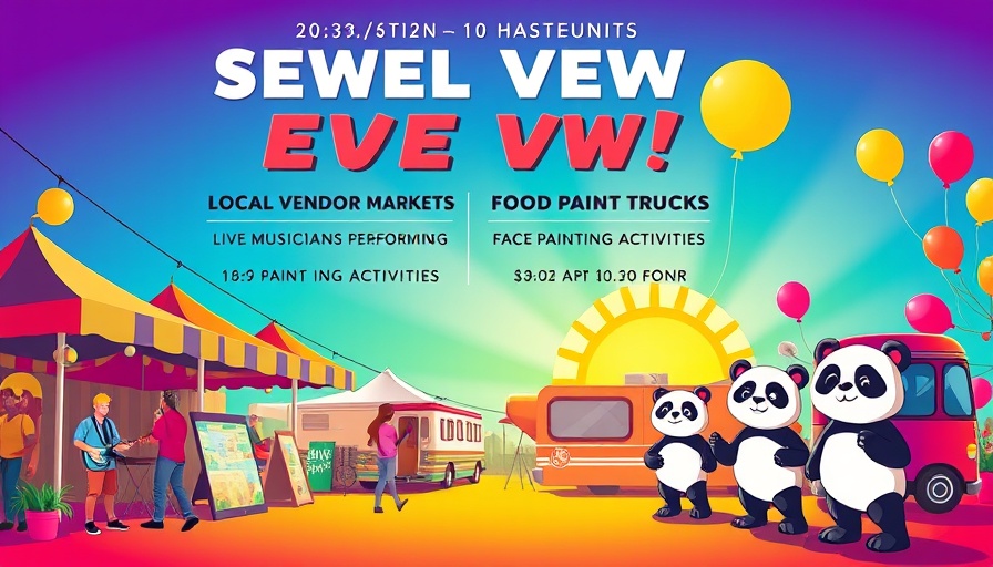 Colorful poster for local events with market details and activities.