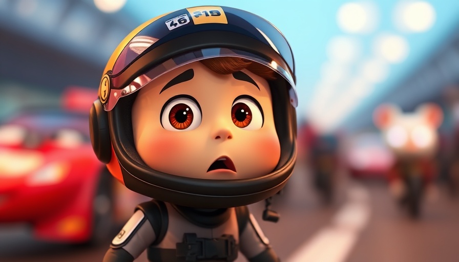 3D animated character in helmet with surprised expression
