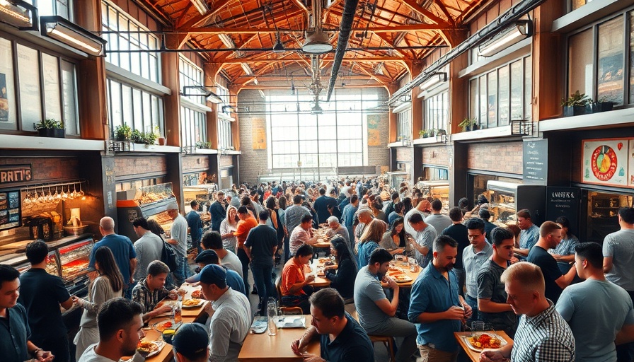 Open space at food hall in Durham with large crowd