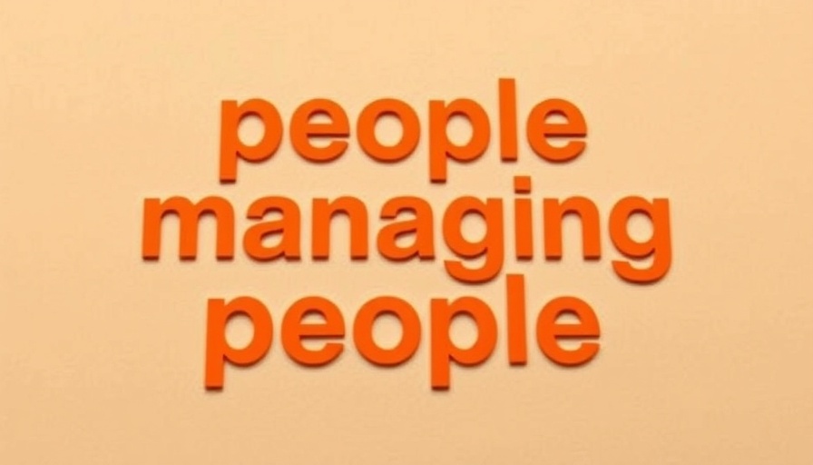 Bold text 'people managing people' in orange on a beige background.