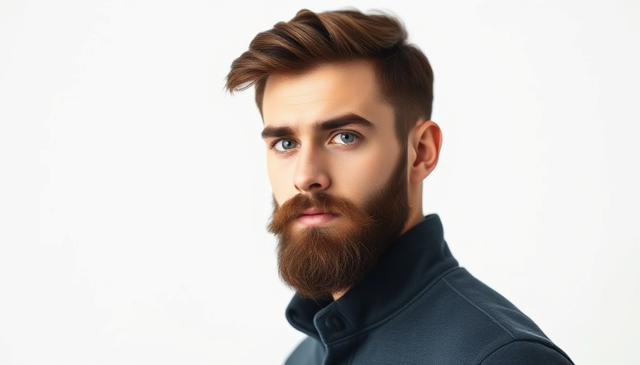 Young man with beard against white background, cloud technology in ad tech.