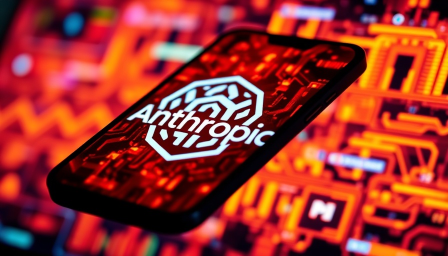 Anthropic AI logo displayed on phone and colorful screen background.
