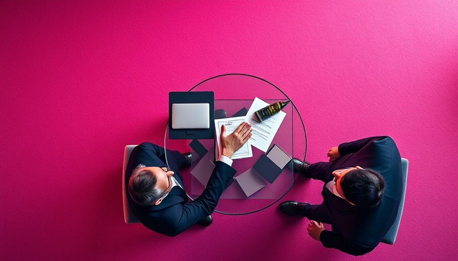 Businessmen negotiating under vibrant pink lighting, best time to sell your business.
