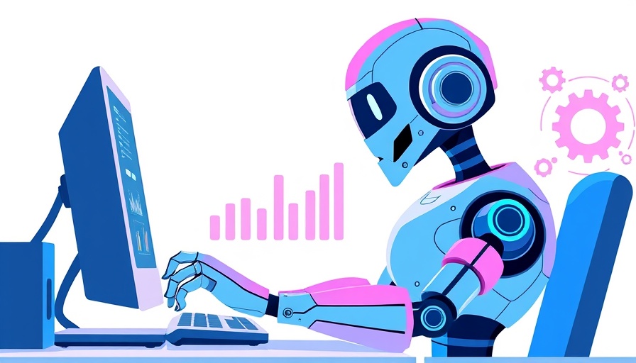Robot operating computer, symbolizing entry-level jobs decline due to AI.