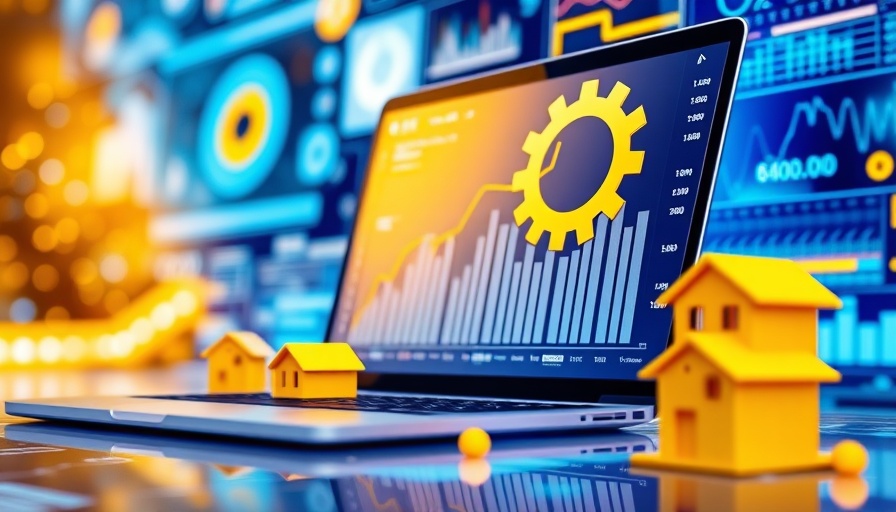 Colorful illustration showing property management efficiency with tech tools.