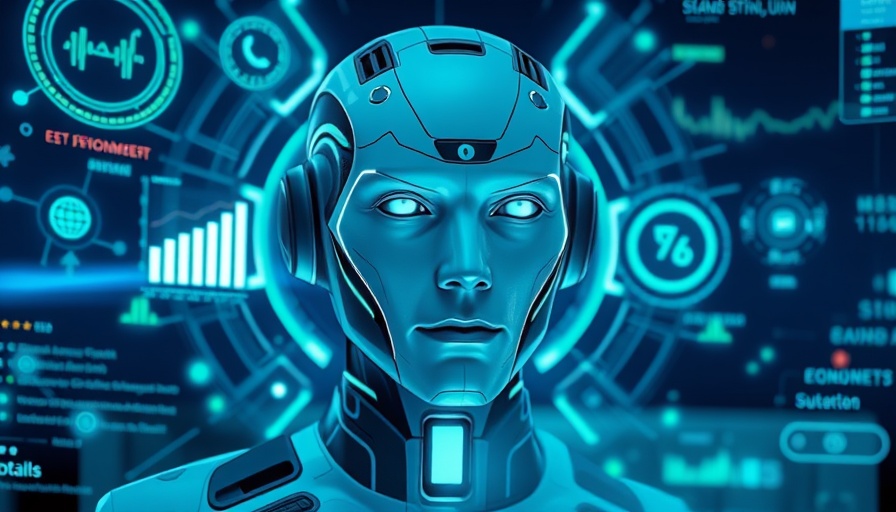Futuristic AI agent analyzing financial data, holographic interface.
