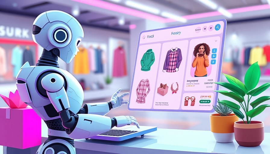 Generative AI Shopping concept with robot and user interface.