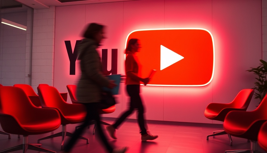 Neon YouTube logo with people walking, ideal for YouTube strategy for entrepreneurs.