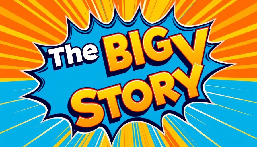 Pop art graphic of 'The Big Story' in speech bubble, vibrant blues and oranges.