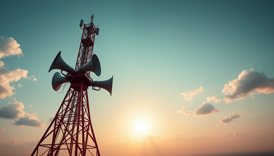 Red megaphone tower under sunny sky, symbolizing Taking Charge of Your PR Career.
