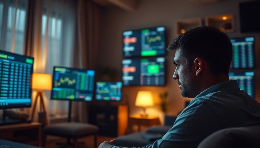 Person analyzing AI model betting trends on screens in a cozy setting.