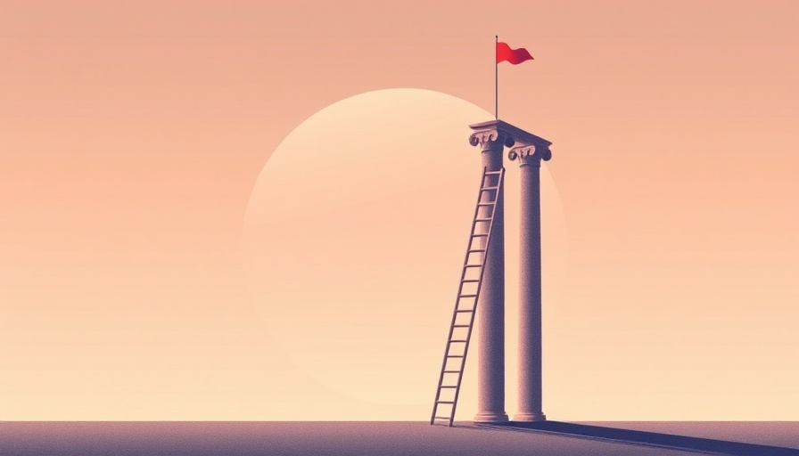 Purpose Over Profit in Business concept illustrated with ladder and pillars.
