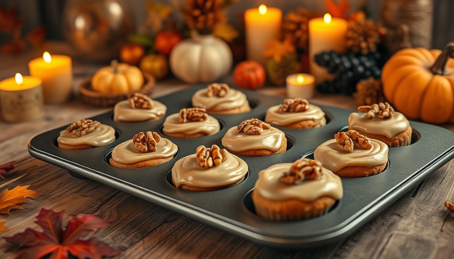 Autumn donuts with walnuts and frosting, fall dessert ideas.