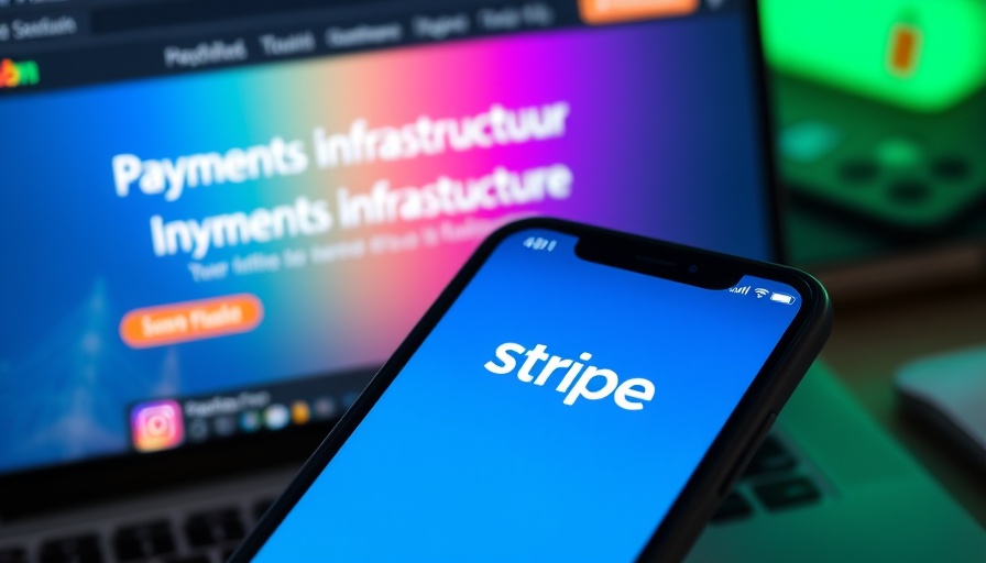 Stripe app on smartphone with fintech infrastructure background, highlighting JPMorgan data fees and fintech innovations.