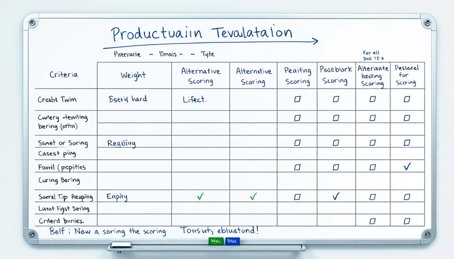 Product evaluation templates with criteria and scoring sections.